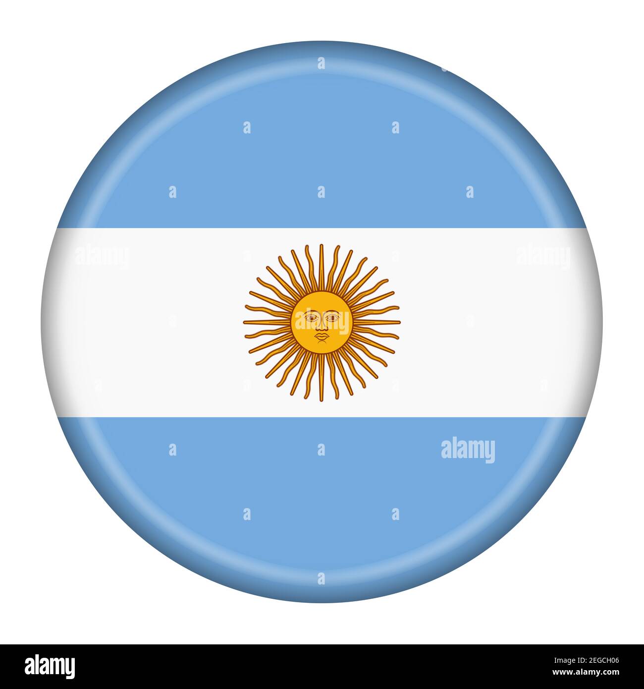 Pulsante bandiera Argentina illustrazione 3d con tracciato di ritaglio Foto Stock