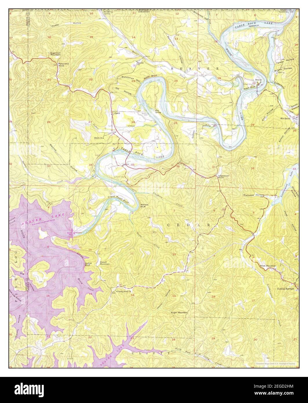 Beaver, Arkansas, mappa 1957, 1:24000, Stati Uniti d'America da Timeless Maps, dati U.S. Geological Survey Foto Stock