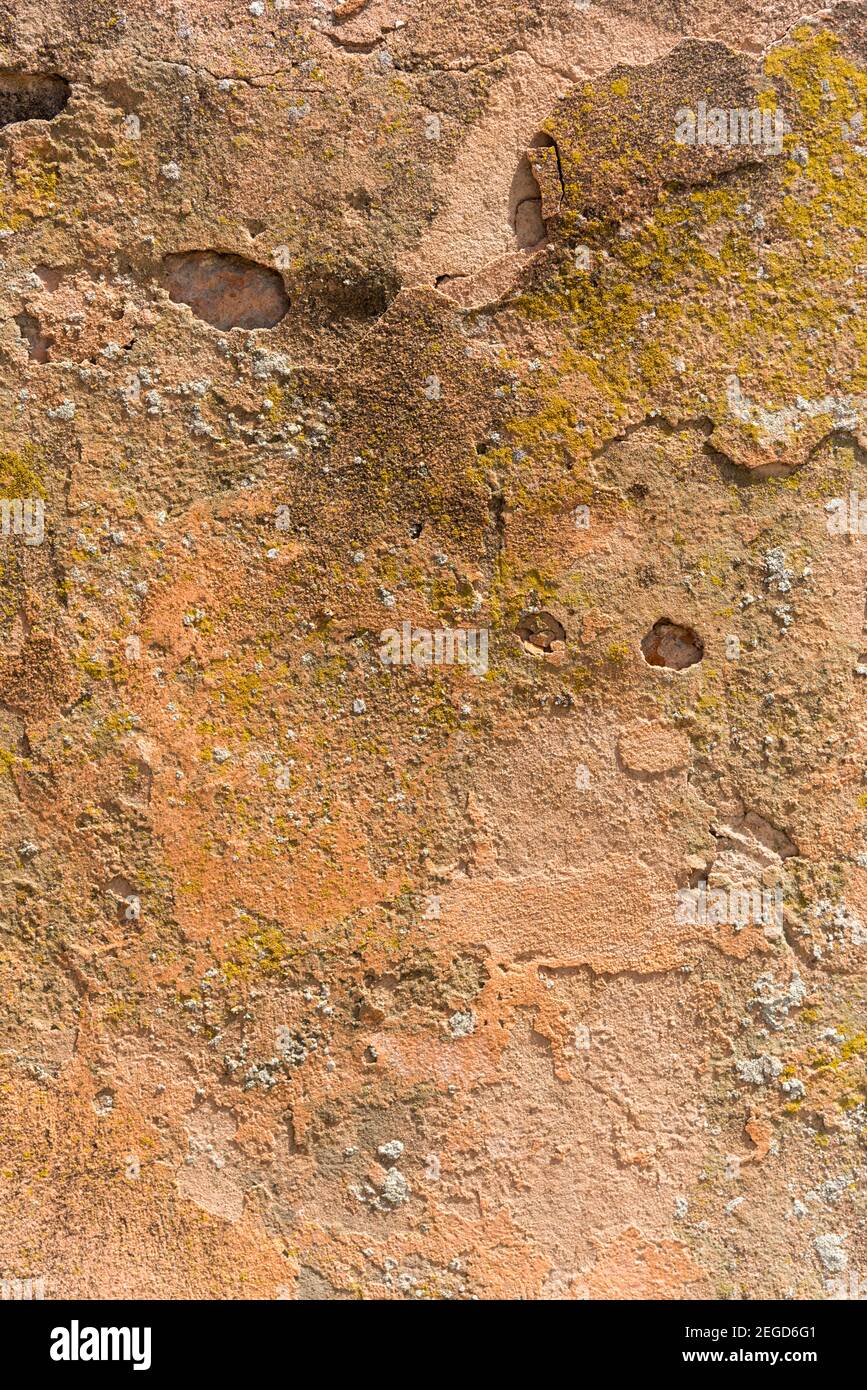 Una parete grintosa e testurizzata dipinta in terracotta che mostra Texture su un muro a Bologna Italia Foto Stock