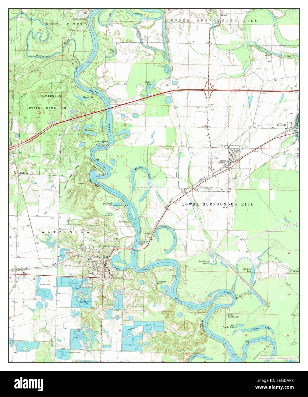 De Valls Bluff, Arkansas, map 1968, 1:24000, United States of America by Timeless Maps, data U.S. Geological Survey Foto Stock