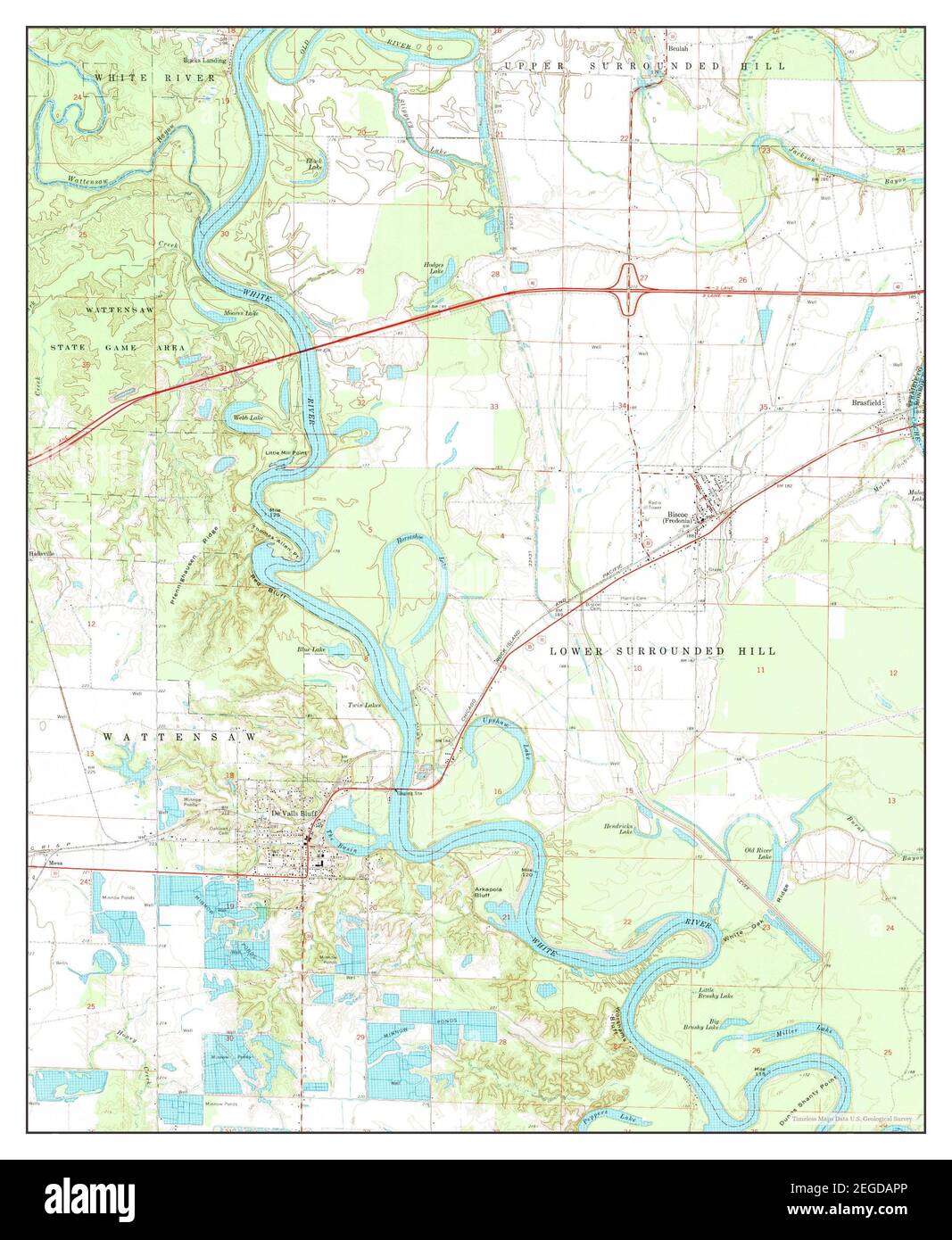 De Valls Bluff, Arkansas, map 1968, 1:24000, United States of America by Timeless Maps, data U.S. Geological Survey Foto Stock