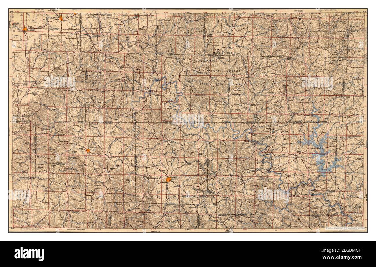 Harrison, Arkansas, mappa 1954, 1:250000, Stati Uniti d'America da Timeless Maps, dati U.S. Geological Survey Foto Stock