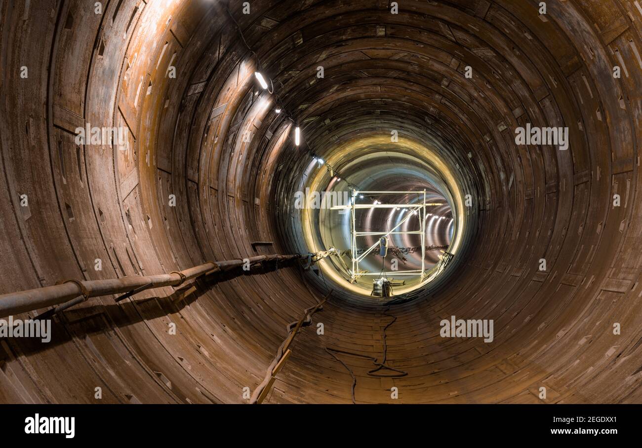 Costruzione di una linea metropolitana a Mosca, Russia. Foto Stock