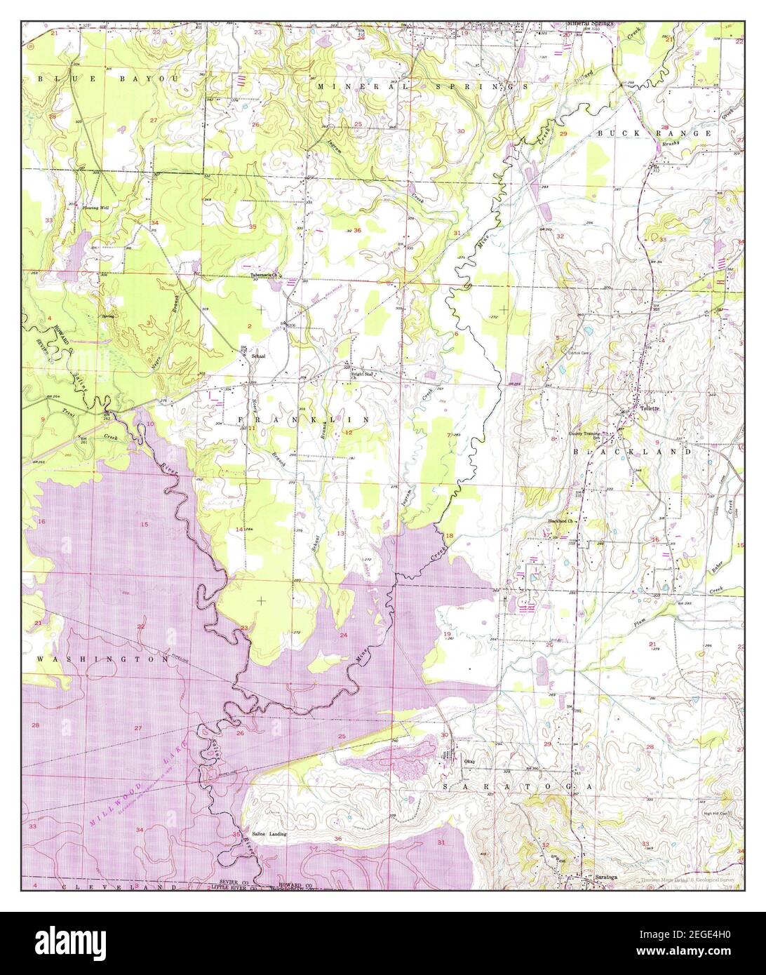 Mineral Springs South, Arkansas, map 1951, 1:24000, United States of America by Timeless Maps, data U.S. Geological Survey Foto Stock