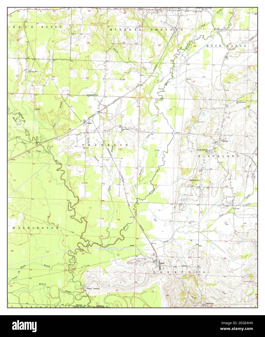 Mineral Springs South, Arkansas, map 1951, 1:24000, United States of America by Timeless Maps, data U.S. Geological Survey Foto Stock