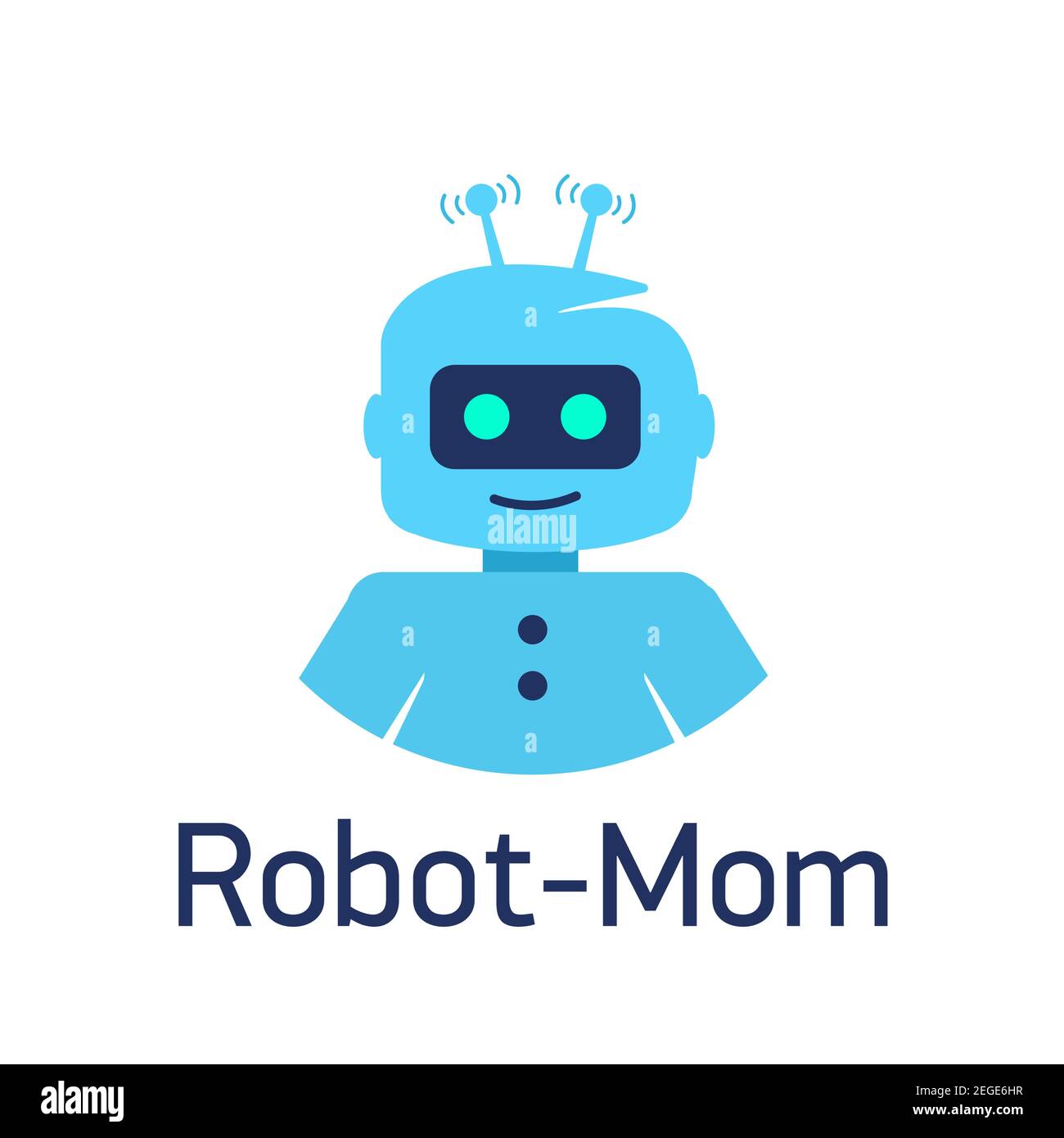 Simpatici robot cartoni animati. Sign Robot testa, avatar o bot chat per il sito web. Illustrazione vettoriale isolata su sfondo bianco. Illustrazione Vettoriale