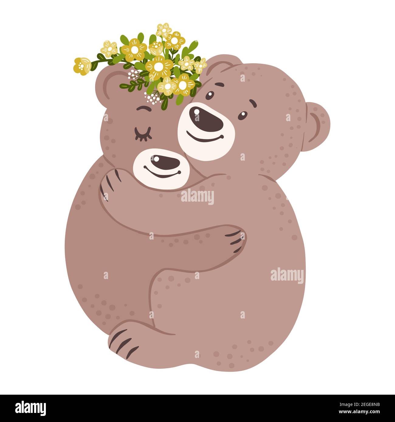Due adorabili orsacchiotti di peluche, coppia innamorata. Illustrazione vettoriale isolata Illustrazione Vettoriale