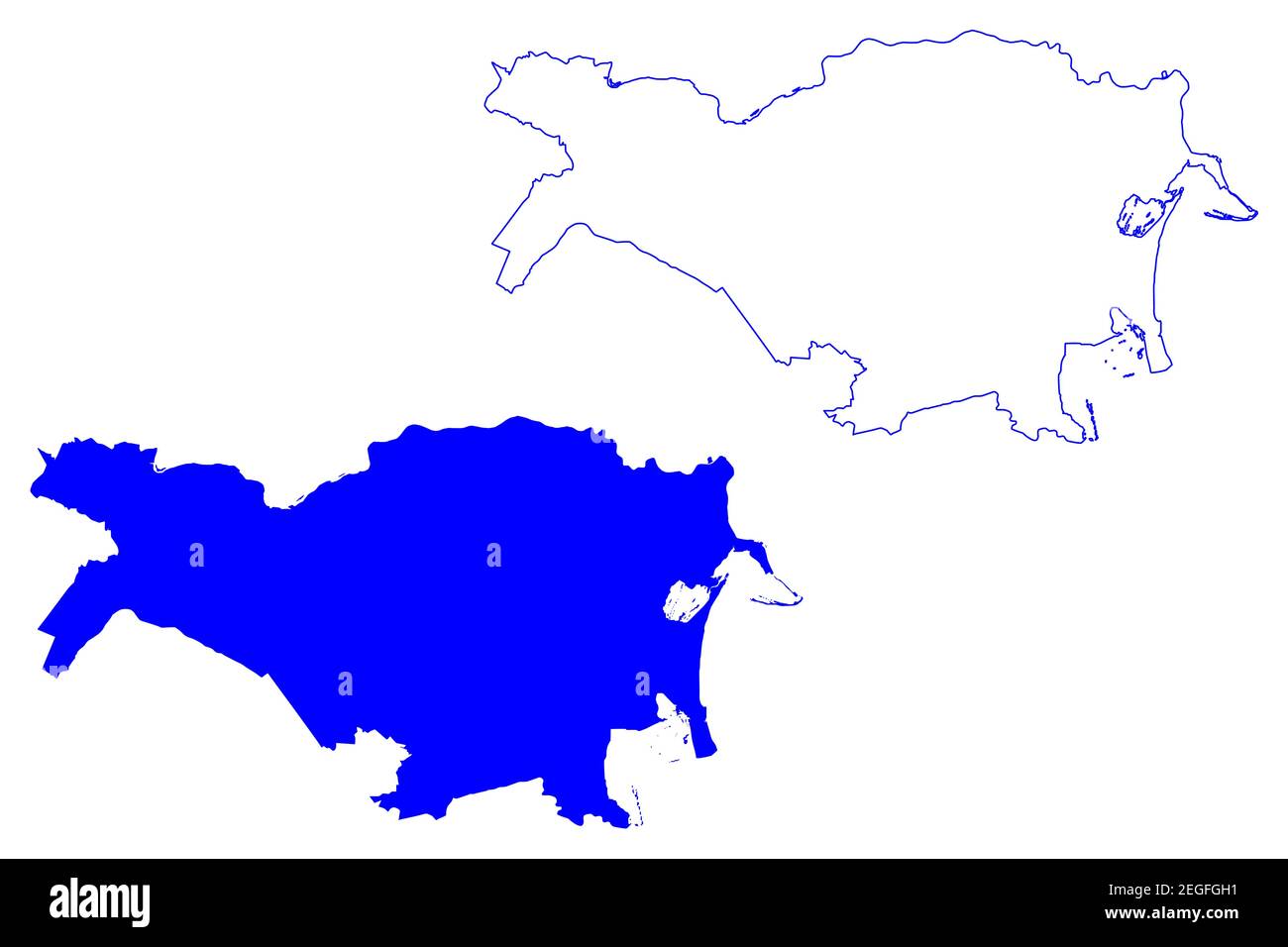 Provincia di Ferrara (Italia, Repubblica Italiana, Regione Emilia-Romagna) mappa illustrazione vettoriale, schizzo della mappa della provincia di Ferrara Illustrazione Vettoriale