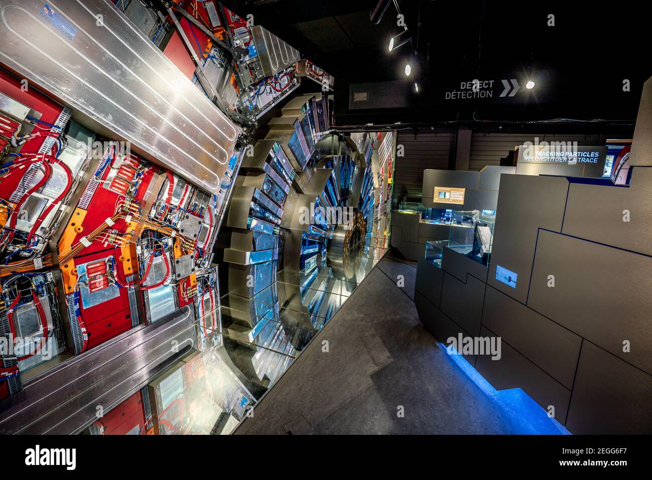 CERN - Organizzazione europea per la ricerca nucleare - Mostra del microcosmo - Large Hadron Collider (LHC) - Ginevra, Svizzera Foto Stock