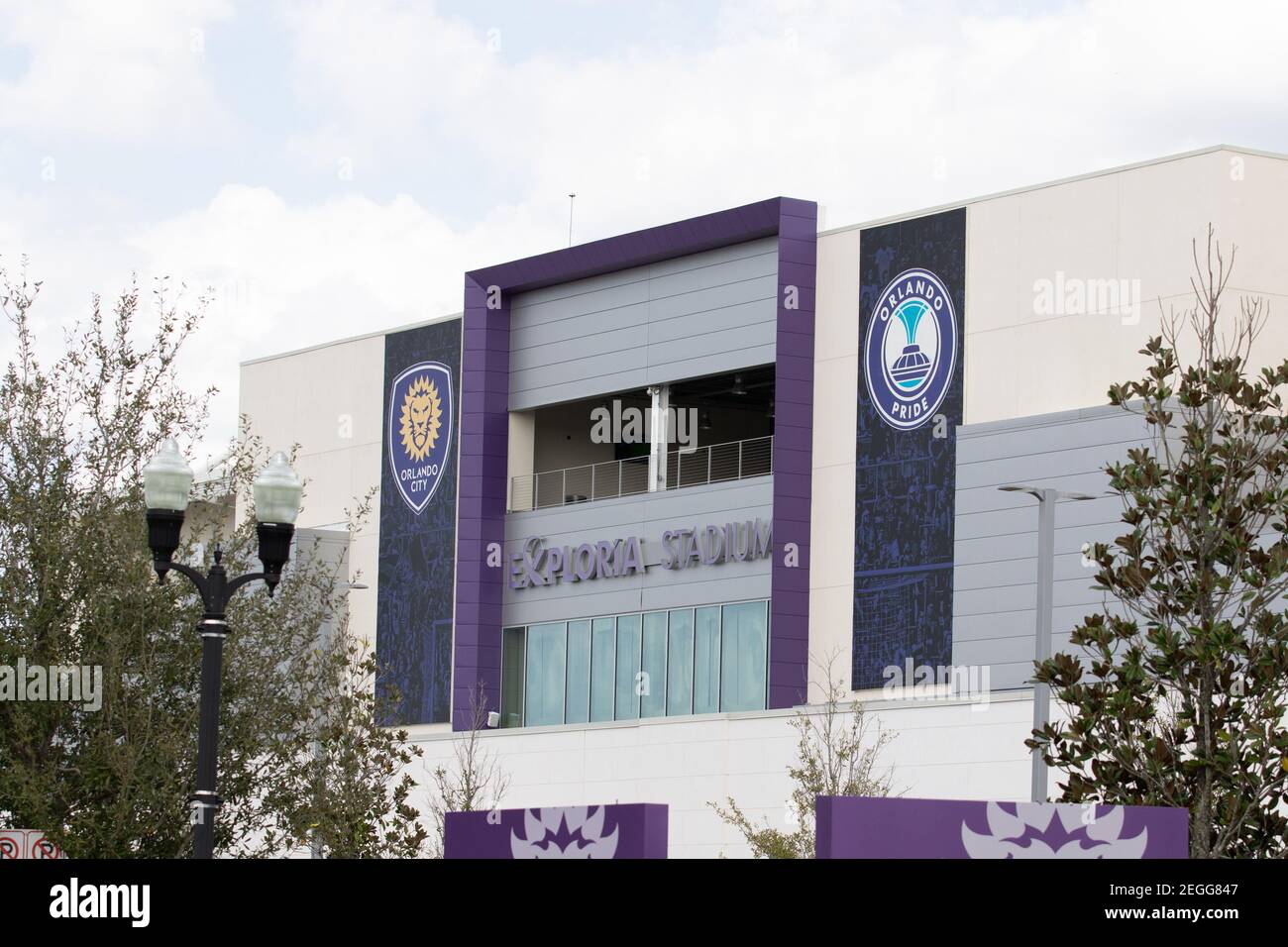 Orlando, Stati Uniti. 19 Feb 2021. L'ingresso dello stadio è visto durante la partita della She crede Cup tra Brasile e Argentina all'Exploria Stadium di Orlando, Florida. Credit: SPP Sport Press Photo. /Alamy Live News Foto Stock