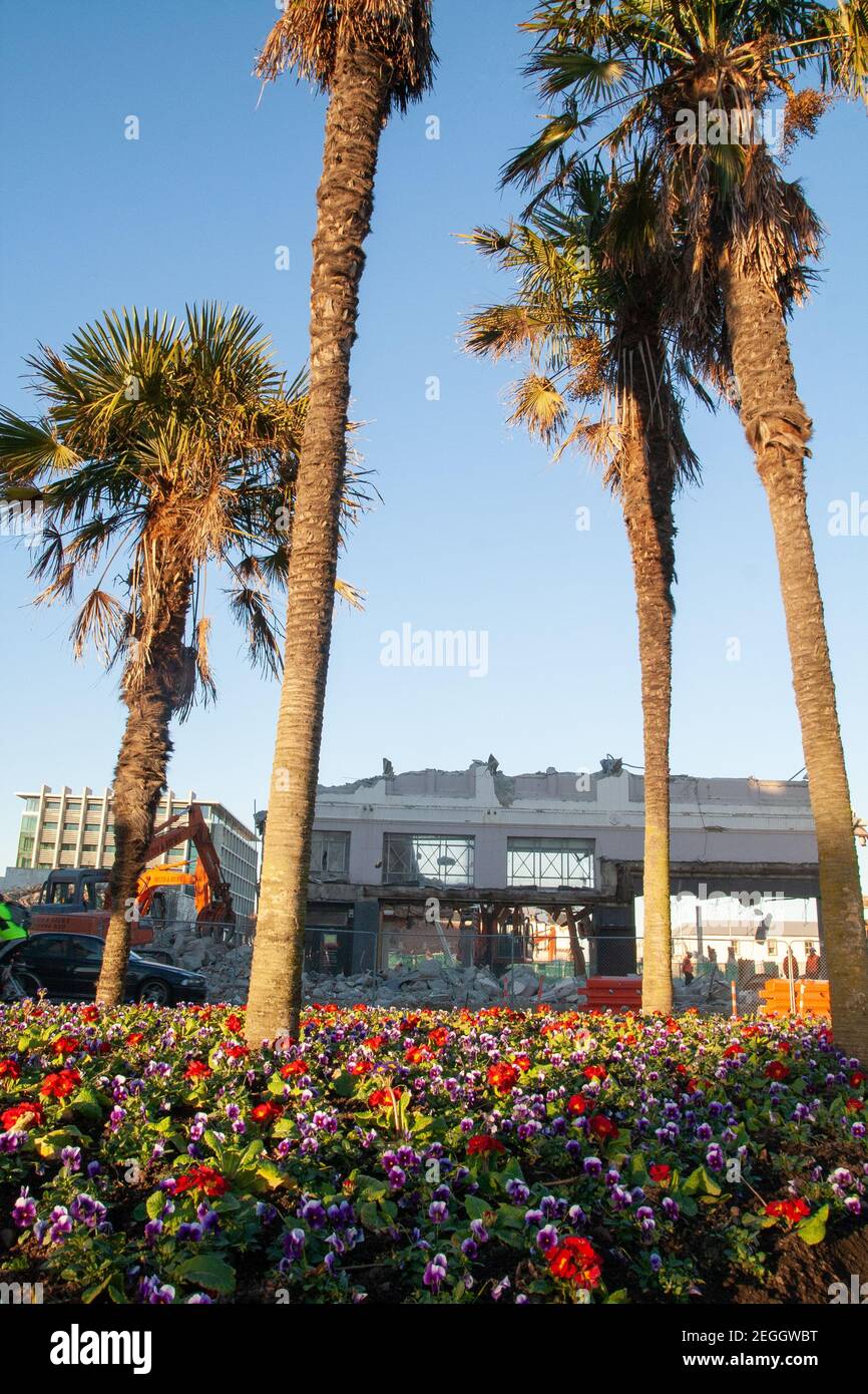 Costruzione e demolizione post-disastro, terremoto di Chirstchurch, Manchester Street e High Street Intersection, Nuova Zelanda Foto Stock