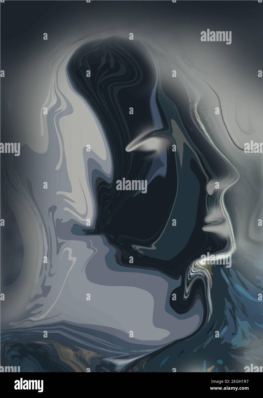 ritratto astratto di un uomo al buio, uomo del futuro, personaggio fantasy. Illustrazione vettoriale Illustrazione Vettoriale