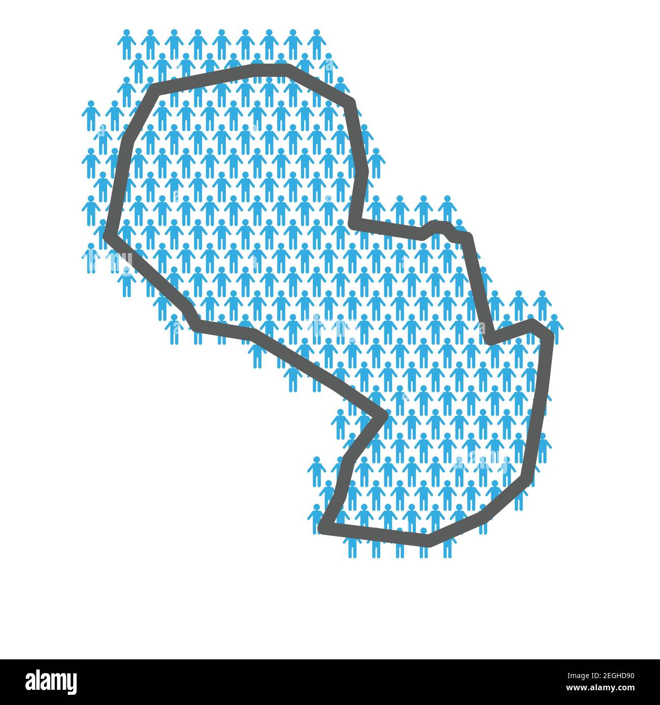 Mappa della popolazione del Paraguay. Profilo paese fatto da persone cifre Illustrazione Vettoriale