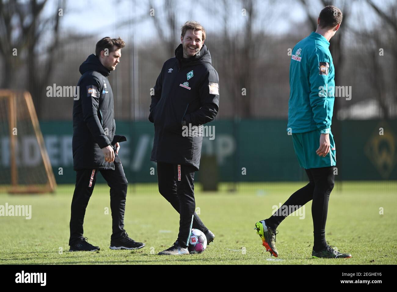 Brema, Germania. 18 Feb 2021. GES/Calcio/1. Bundesliga: Formazione da Werder Bremen, 18 febbraio 2021 Calcio: 1° campionato: Sessione di allenamento di Werder Bremen, 18 febbraio 2021 | utilizzo in tutto il mondo Credit: dpa/Alamy Live News Foto Stock