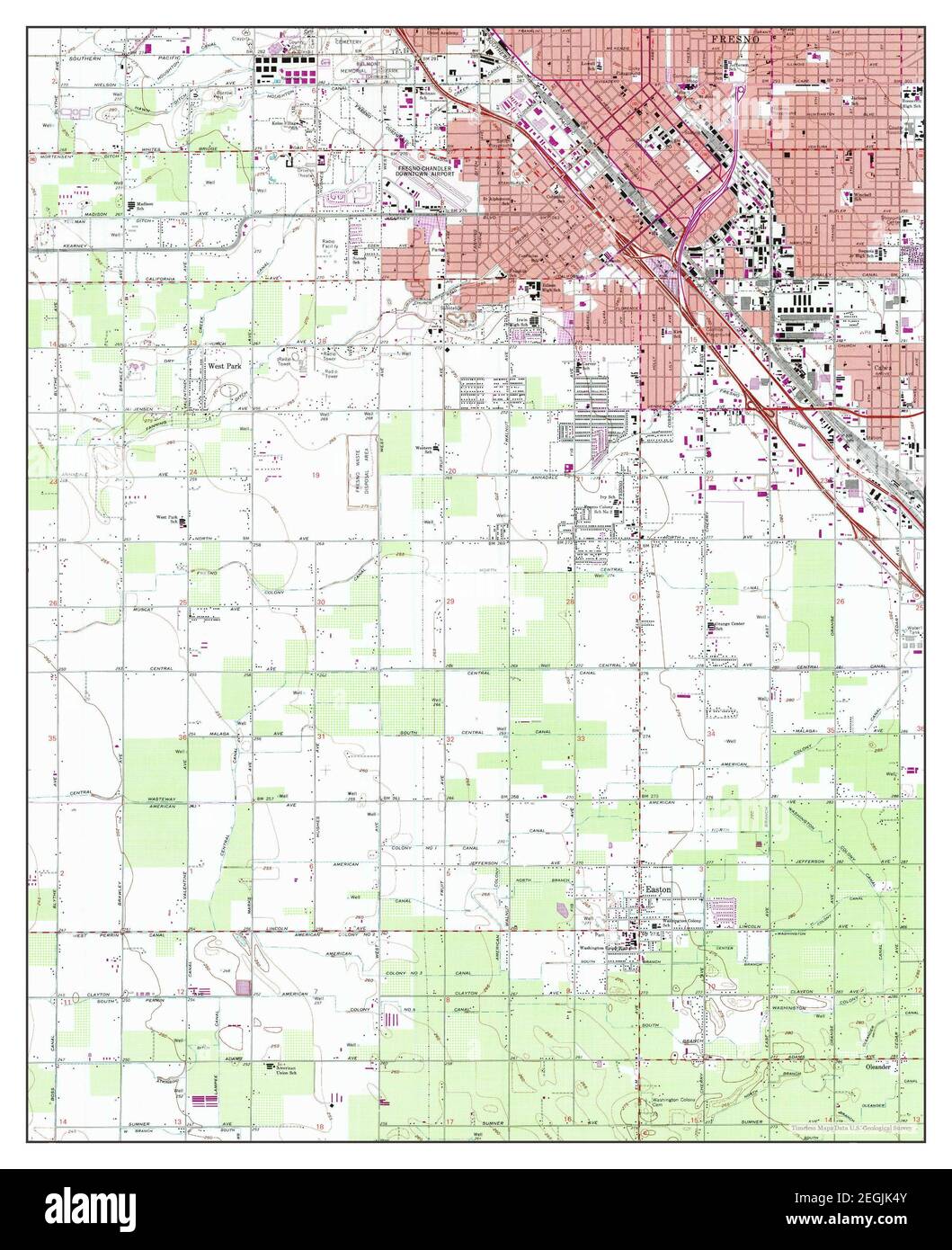 Fresno South, California, mappa 1963, 1:24000, Stati Uniti d'America da Timeless Maps, dati U.S. Geological Survey Foto Stock