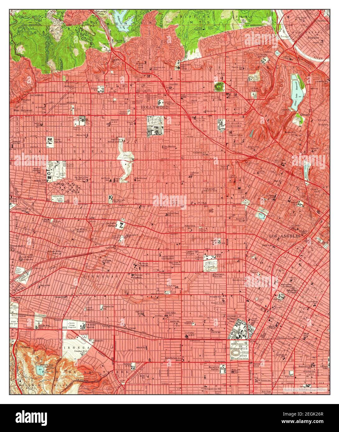 Hollywood, California, mappa 1953, 1:24000, Stati Uniti d'America da Timeless Maps, dati U.S. Geological Survey Foto Stock