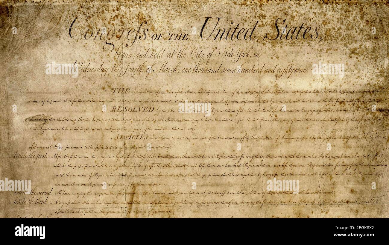 Documento storico degli Stati Uniti la carta dei diritti Foto Stock Documento storico degli Stati Uniti la carta dei diritti Foto Stock