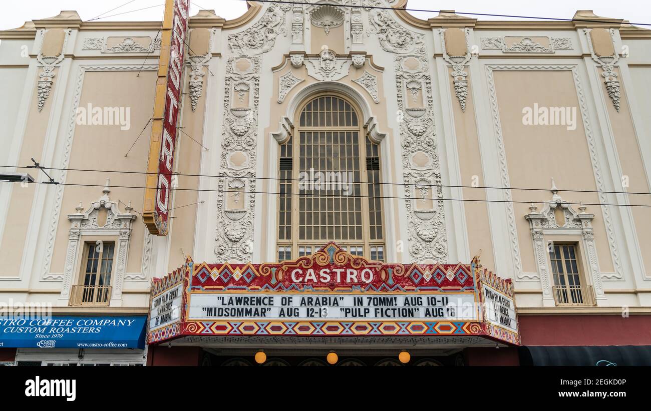 San Francisco, California, USA - Agosto 2019: Il teatro Castro in California è un punto di riferimento storico nel quartiere di Castro Foto Stock