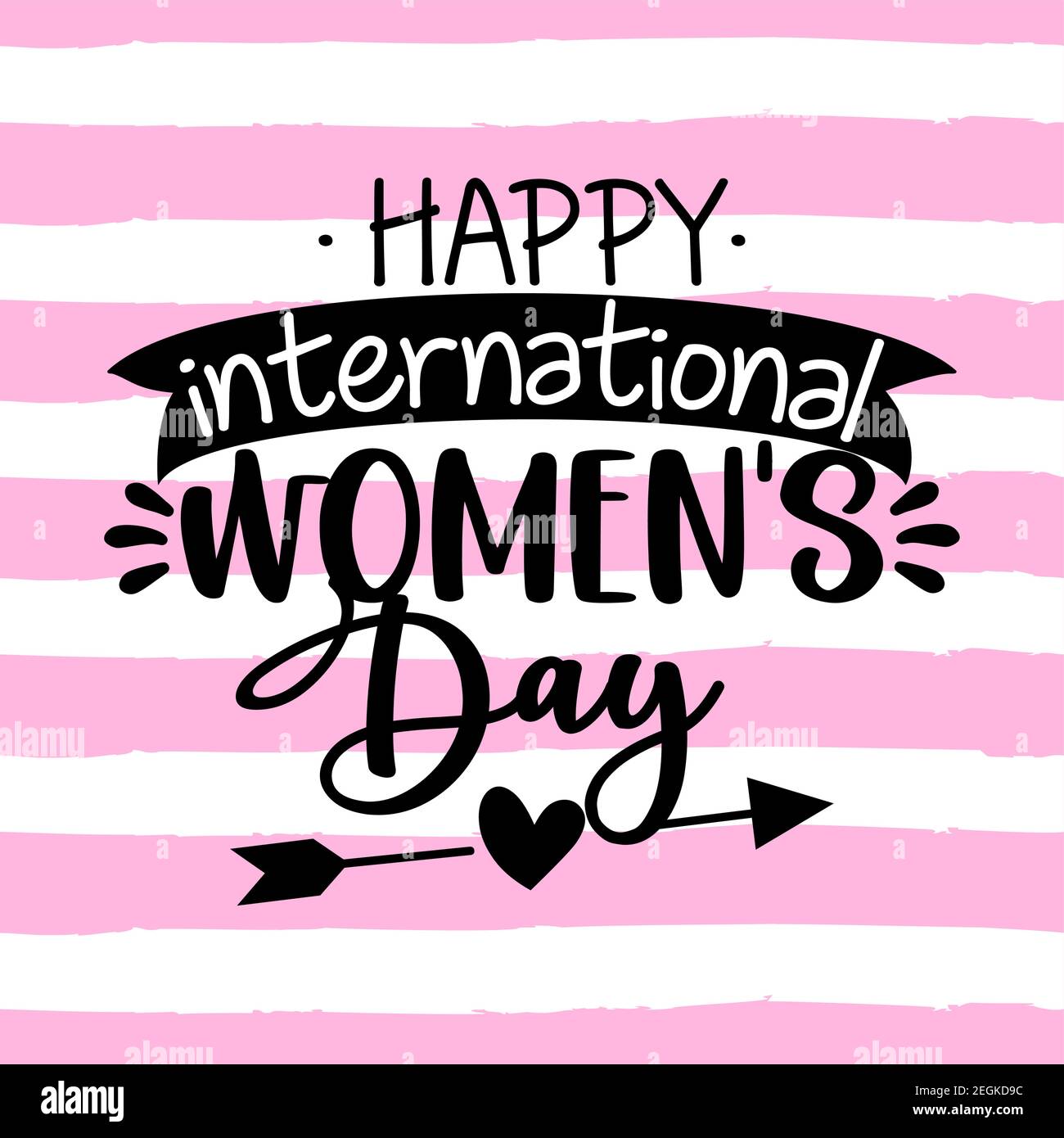 Happy Women's Day - biglietto d'auguri per la Giornata Internazionale delle Donne. Calligrafia frase scritta a mano e fiori disegnati a mano. Illustrazione calligrafia fatta a mano. Illustrazione Vettoriale