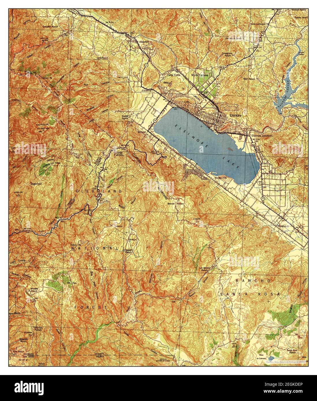 Lake Elsinore, California, mappa 1942, 1:62500, Stati Uniti d'America da Timeless Maps, dati U.S. Geological Survey Foto Stock