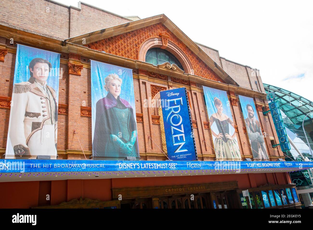 Teatro Capitol di Sydney a Haymarket che mostra il successo di Broadway Frozen The Musical, Sydney, NSW, Australia Foto Stock