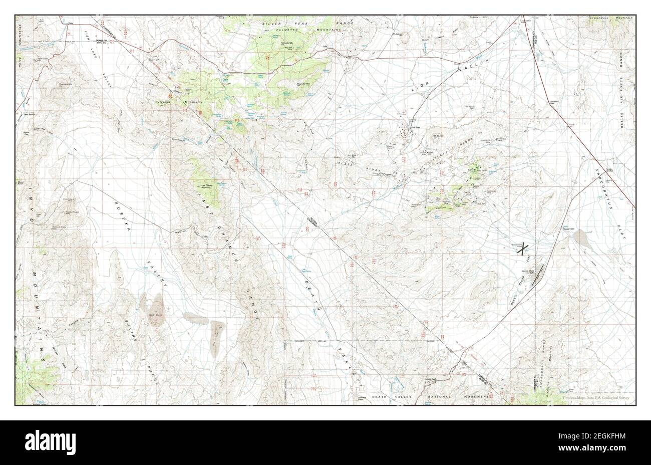 Last Chance Range, California, mappa 1985, 1:100000, Stati Uniti d'America da Timeless Maps, dati U.S. Geological Survey Foto Stock