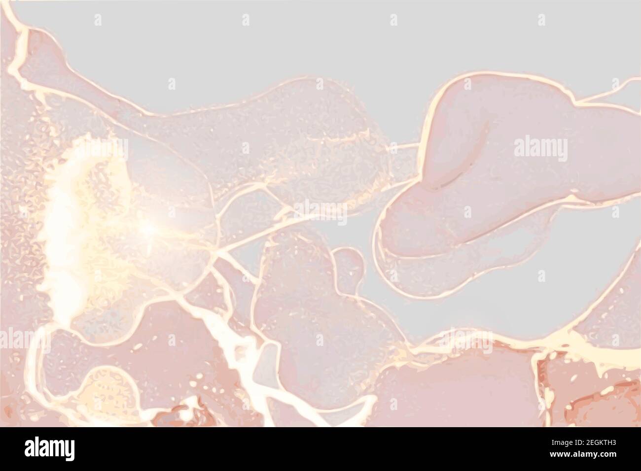 Sfondo in pietra rosa e oro con consistenza di marmo. Tecnica orientale dell'inchiostro dell'alcool. Pittura vettoriale contemporanea con glitter. Temp Illustrazione Vettoriale
