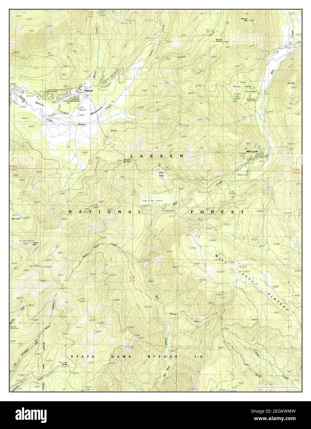 Mineral, California, mappa 1986, 1:24000, Stati Uniti d'America da Timeless Maps, dati U.S. Geological Survey Foto Stock