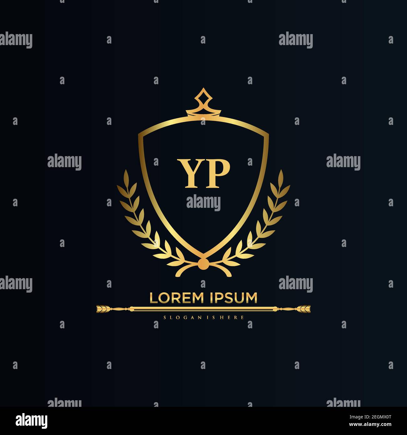YP Letter Initial with Royal Template.Elegant with Crown logo vector, Creative lettering Logo Vector Illustration Art Illustrazione Vettoriale