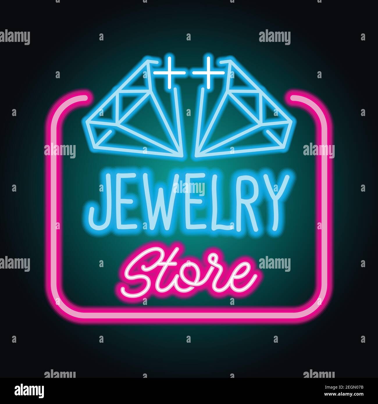 gioielleria segno neon negozio per gioielli business plank. illustrazione vettoriale Illustrazione Vettoriale