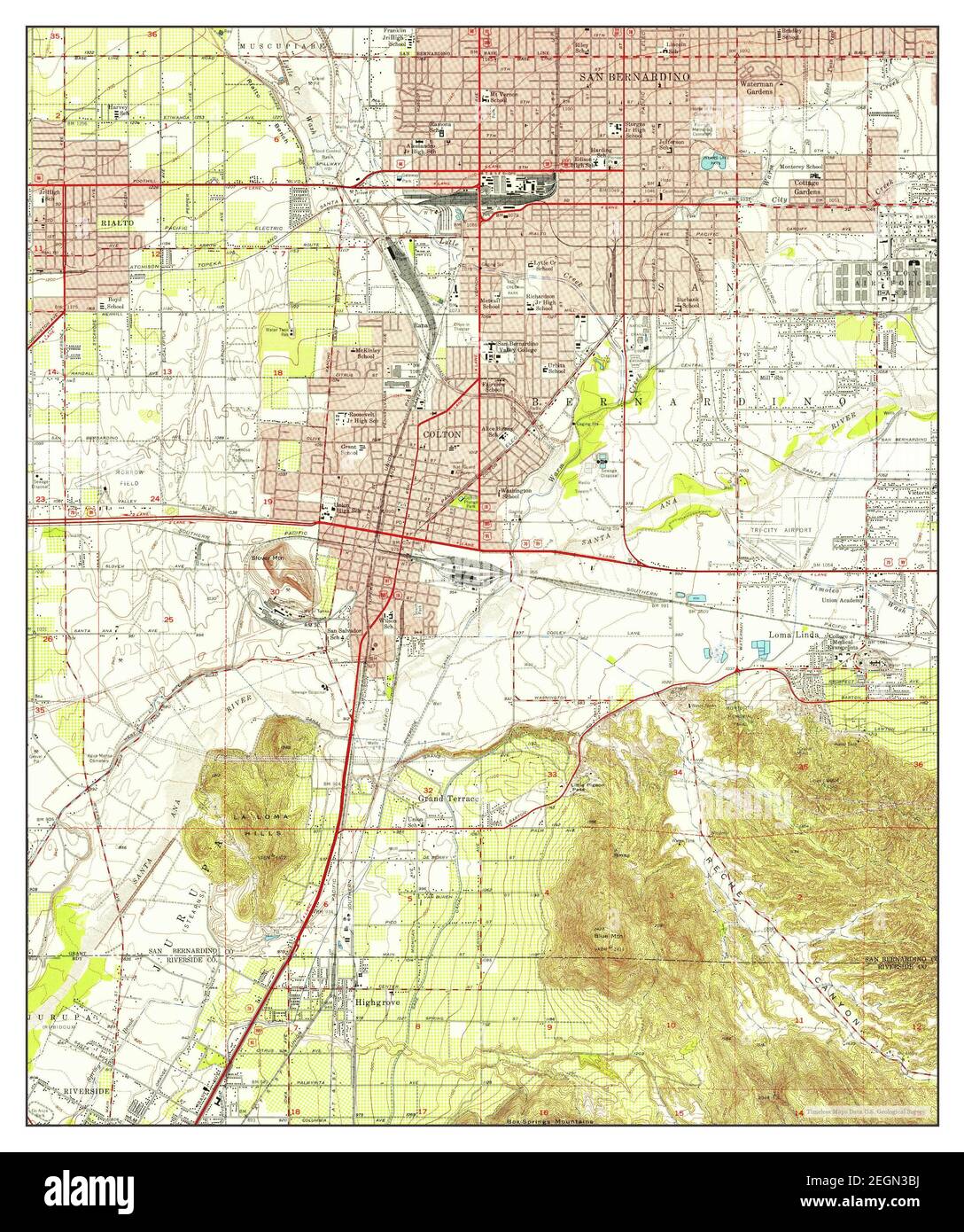 San Bernardino South, California, map 1954, 1:24000, United States of America by Timeless Maps, data U.S. Geological Survey Foto Stock