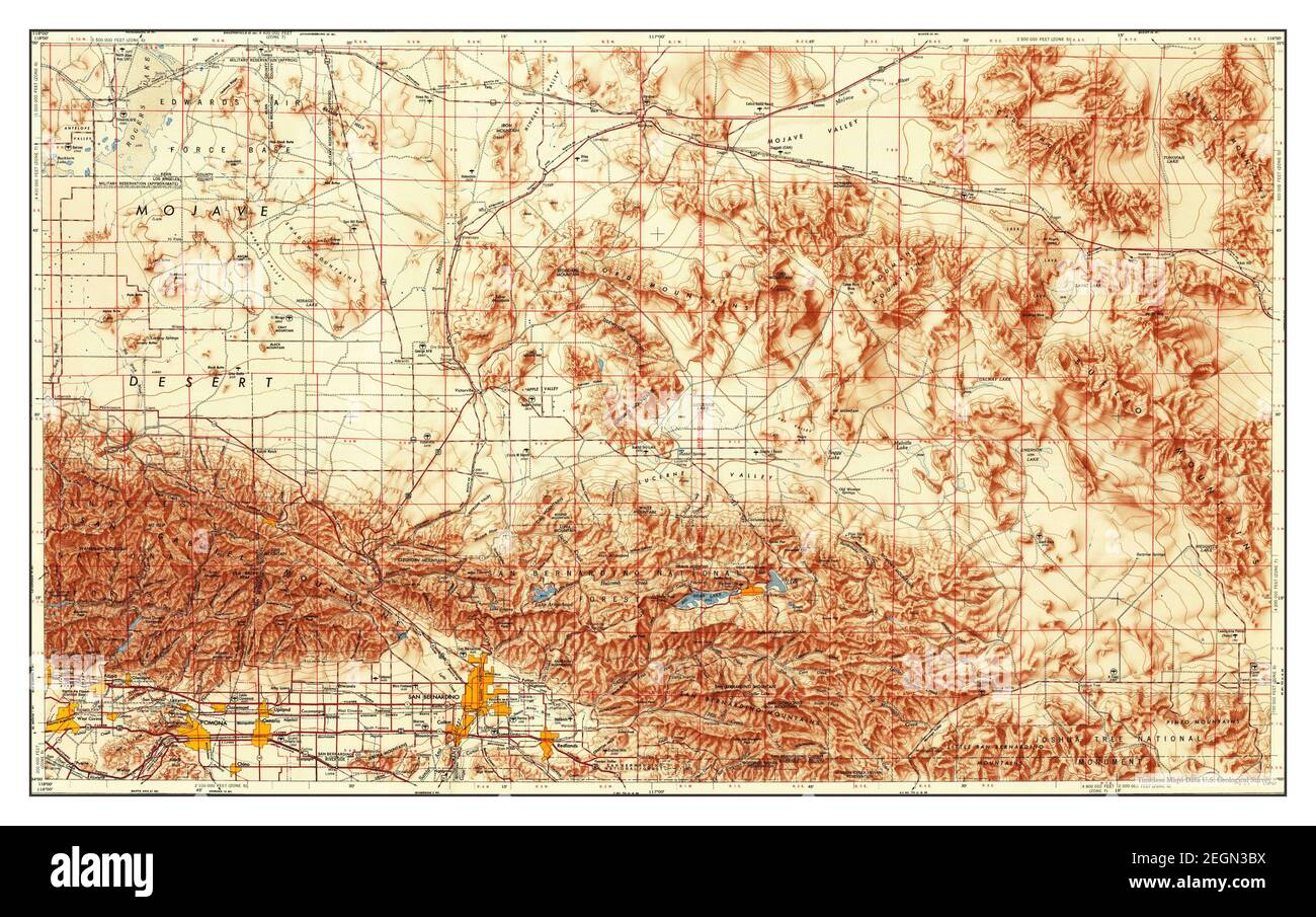 San Bernardino, California, map 1956, 1:250000, United States of America by Timeless Maps, data U.S. Geological Survey Foto Stock