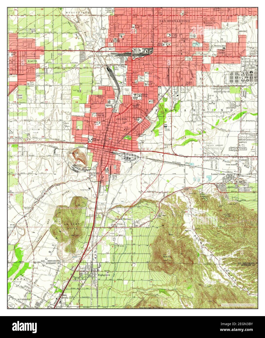San Bernardino South, California, map 1954, 1:24000, United States of America by Timeless Maps, data U.S. Geological Survey Foto Stock
