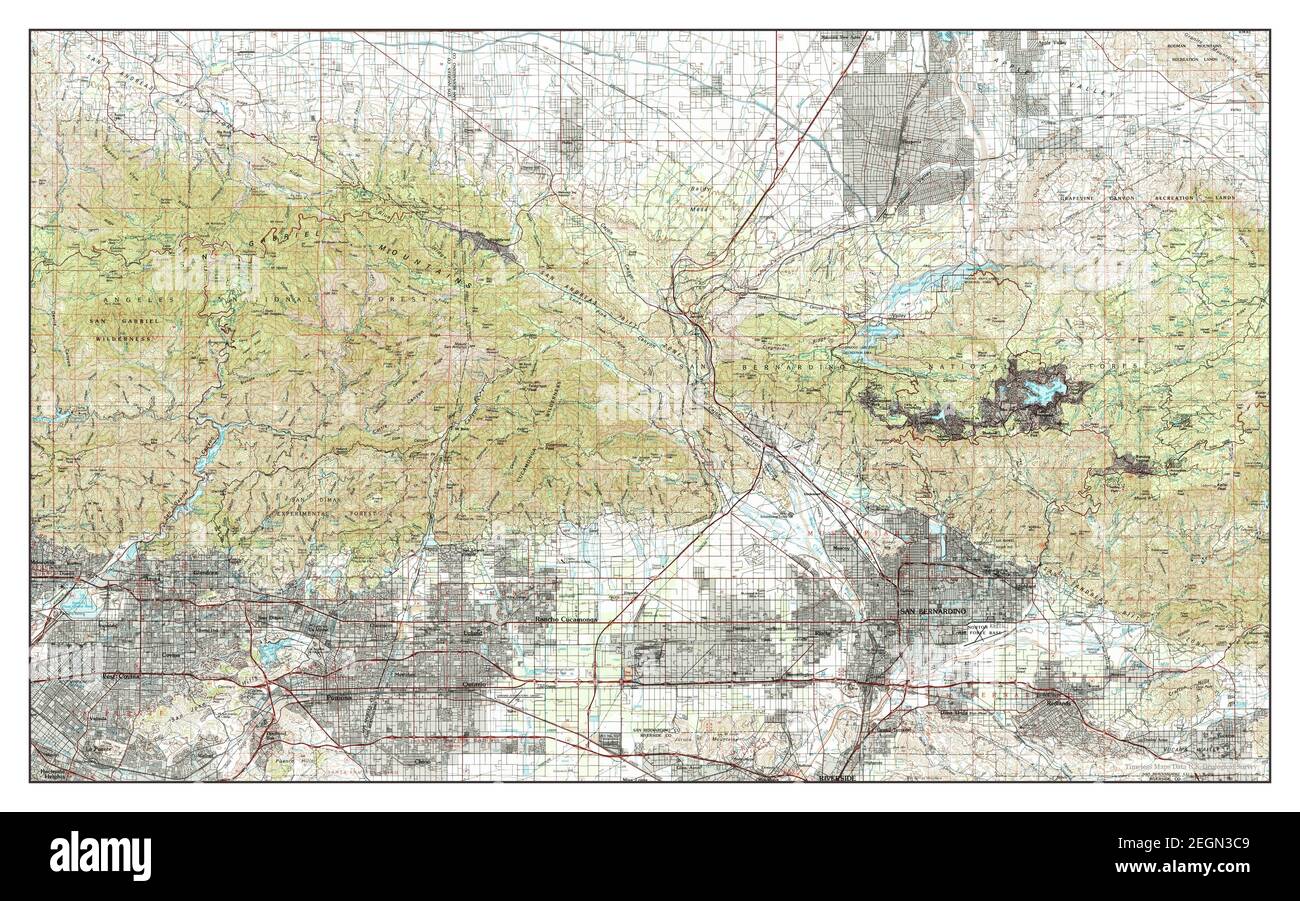 San Bernardino, California, map 1982, 1:100000, United States of America by Timeless Maps, data U.S. Geological Survey Foto Stock