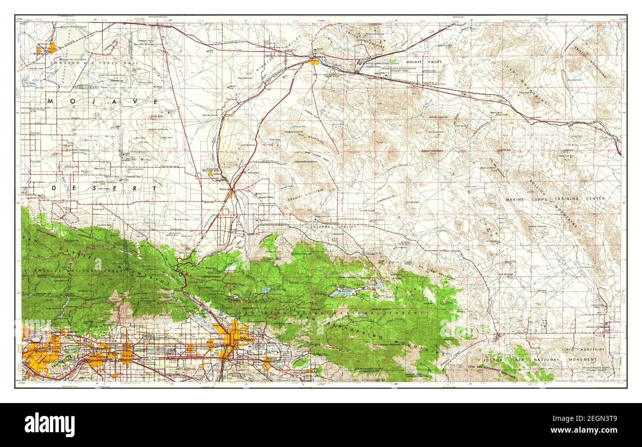 San Bernardino, California, map 1966, 1:250000, United States of America by Timeless Maps, data U.S. Geological Survey Foto Stock