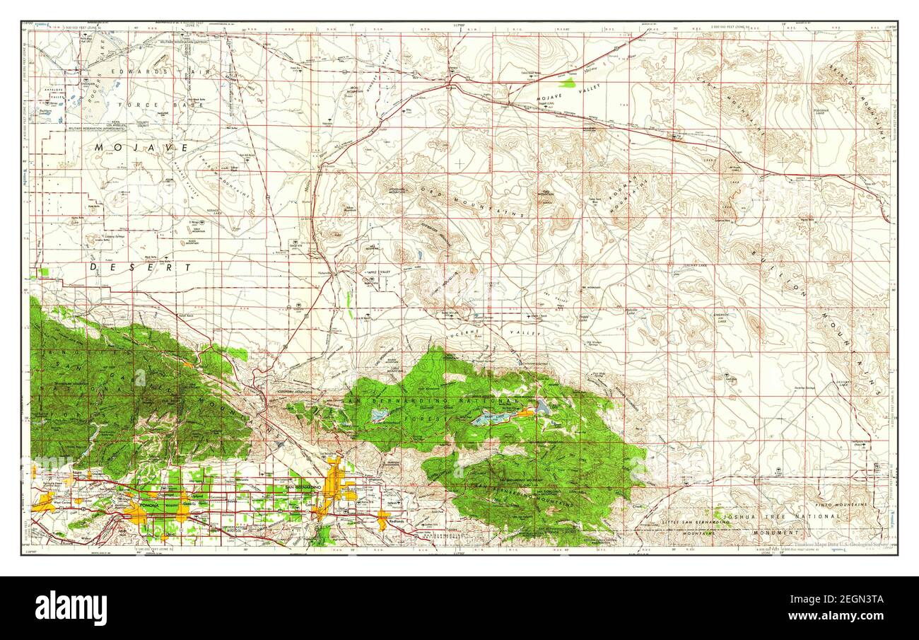San Bernardino, California, map 1959, 1:250000, United States of America by Timeless Maps, data U.S. Geological Survey Foto Stock