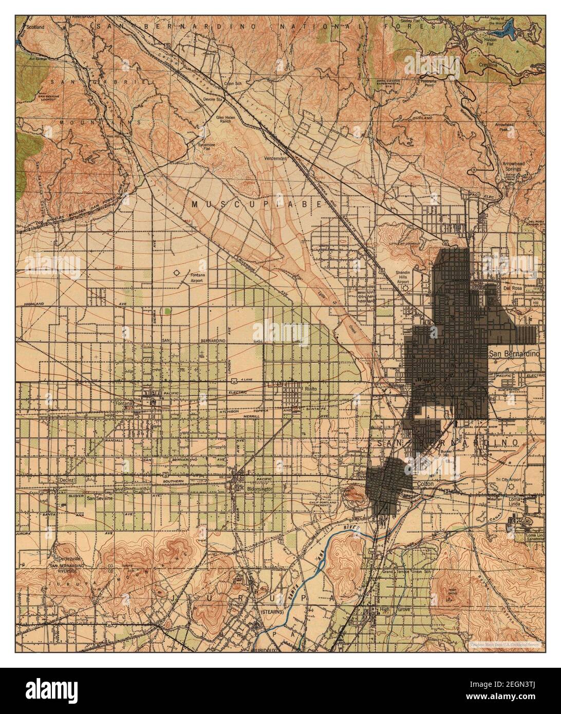 San Bernardino, California, map 1942, 1:62500, United States of America by Timeless Maps, data U.S. Geological Survey Foto Stock