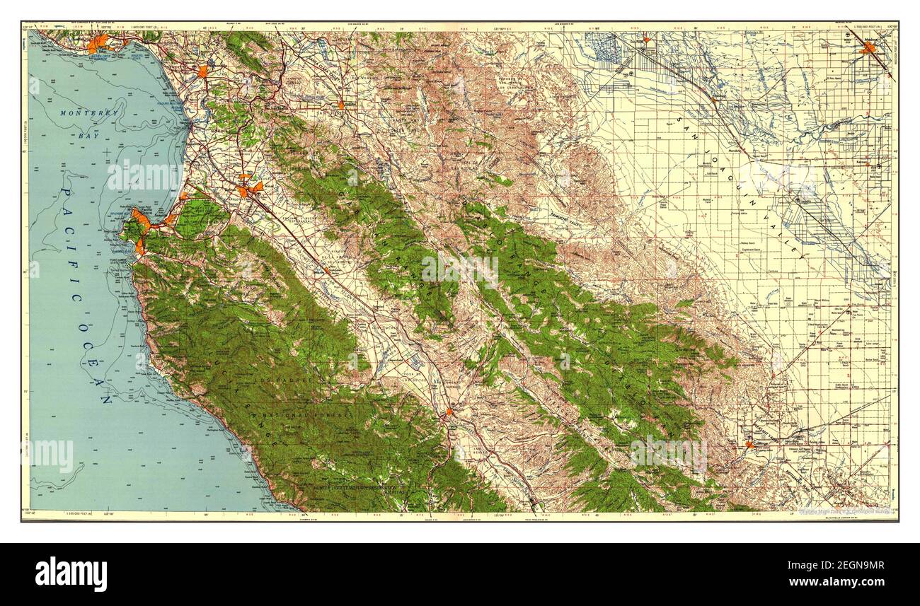 Santa Cruz, California, mappa 1958, 1:250000, Stati Uniti d'America da Timeless Maps, dati U.S. Geological Survey Foto Stock