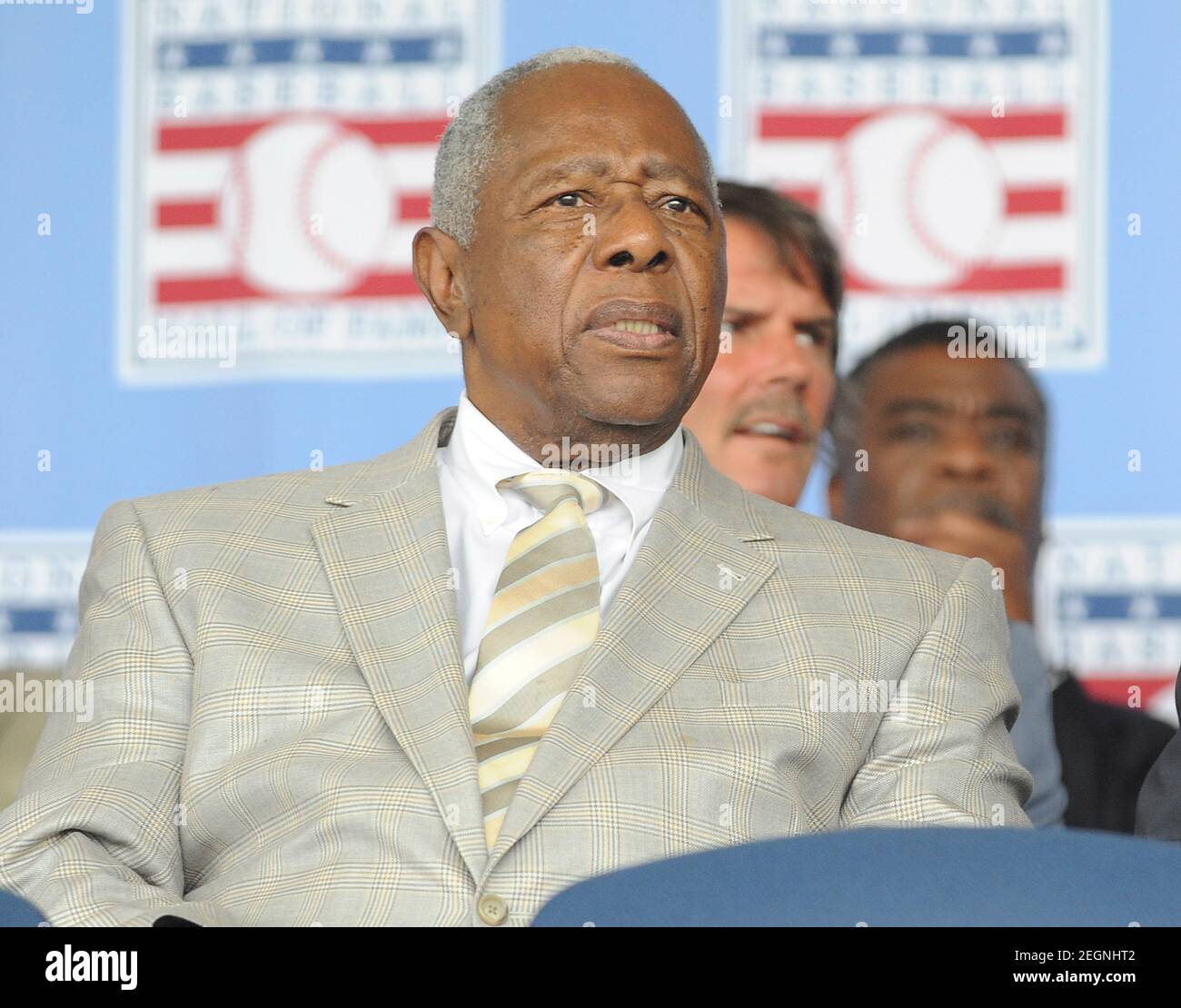 New York, NY-Luglio 28: Henry Aaron partecipa alla cerimonia di induzione della National Baseball Hall of Fame il 28 Luglio 2013 a Cooperstown, New York.Credit: George Napolitano / MediaPunch Foto Stock