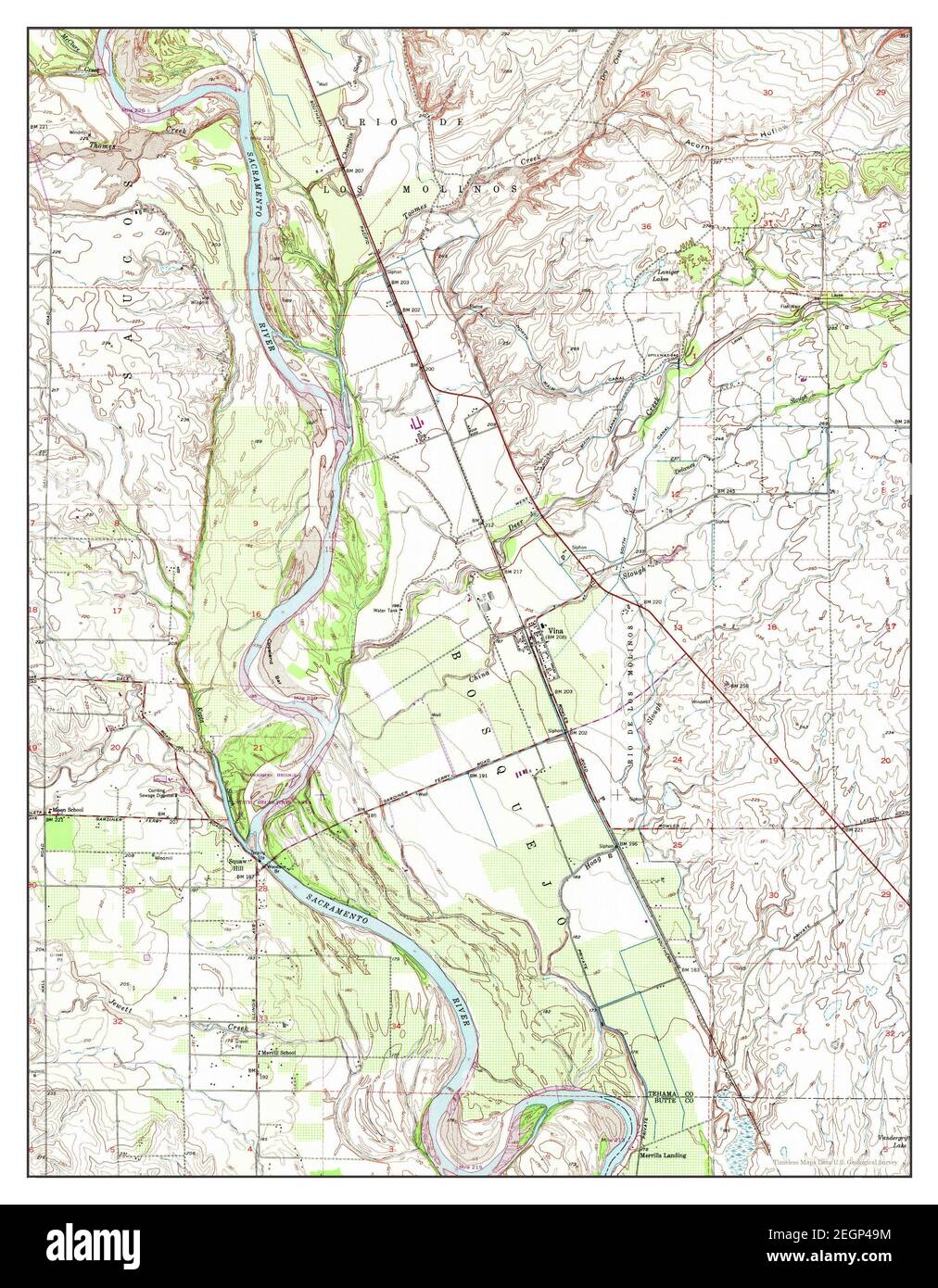 Vina, California, mappa 1950, 1:24000, Stati Uniti d'America da Timeless Maps, dati U.S. Geological Survey Foto Stock