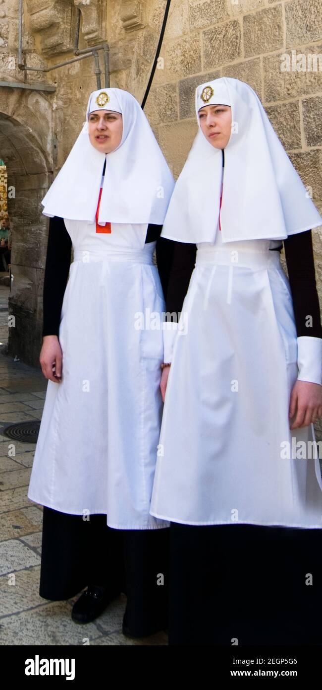 Suore ortodosse russe a Gerusalemme, Israele Foto Stock