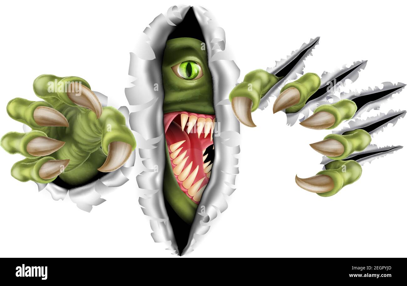 Mostro con Talon Claw che strappare UNA lacuna attraverso Wall Illustrazione Vettoriale