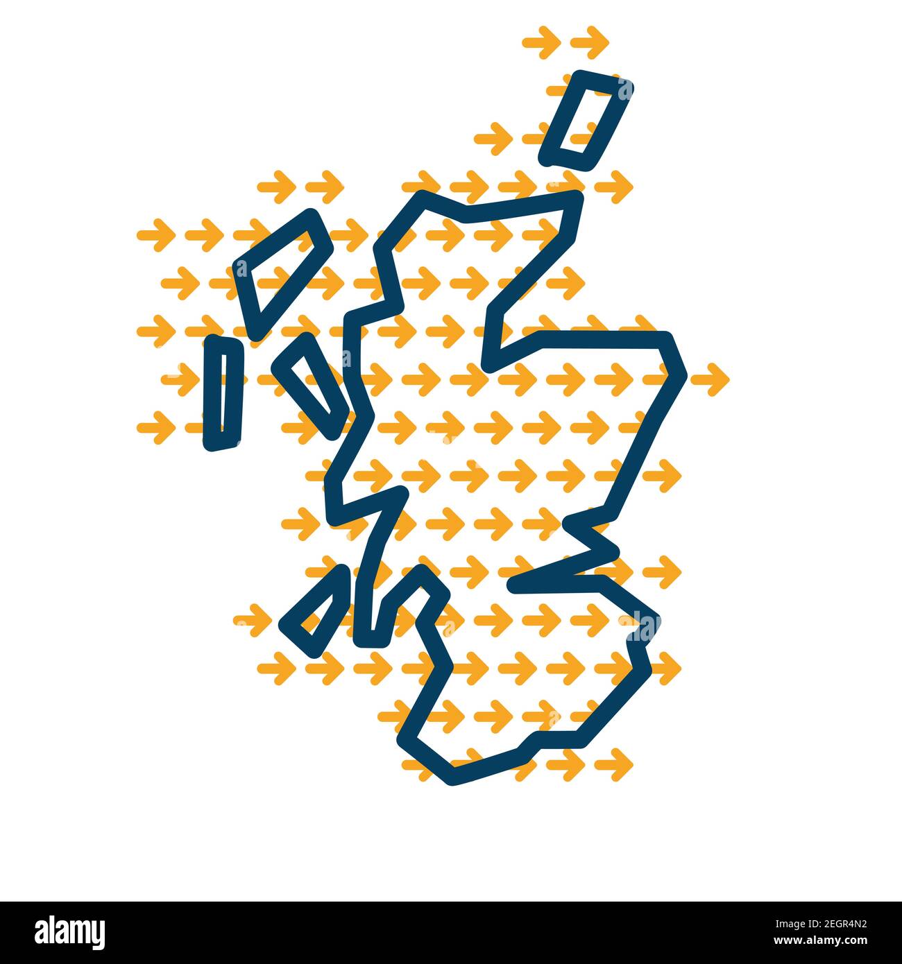 Scozia semplice mappa con frecce di direzione gialle. Illustrazione Vettoriale