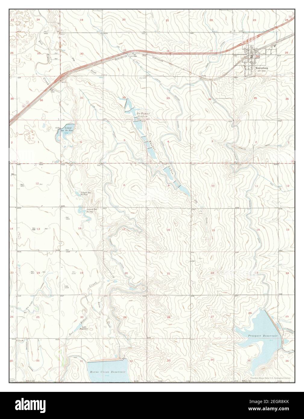 Keenesburg, Colorado, mappa 1950, 1:24000, Stati Uniti d'America da Timeless Maps, dati U.S. Geological Survey Foto Stock