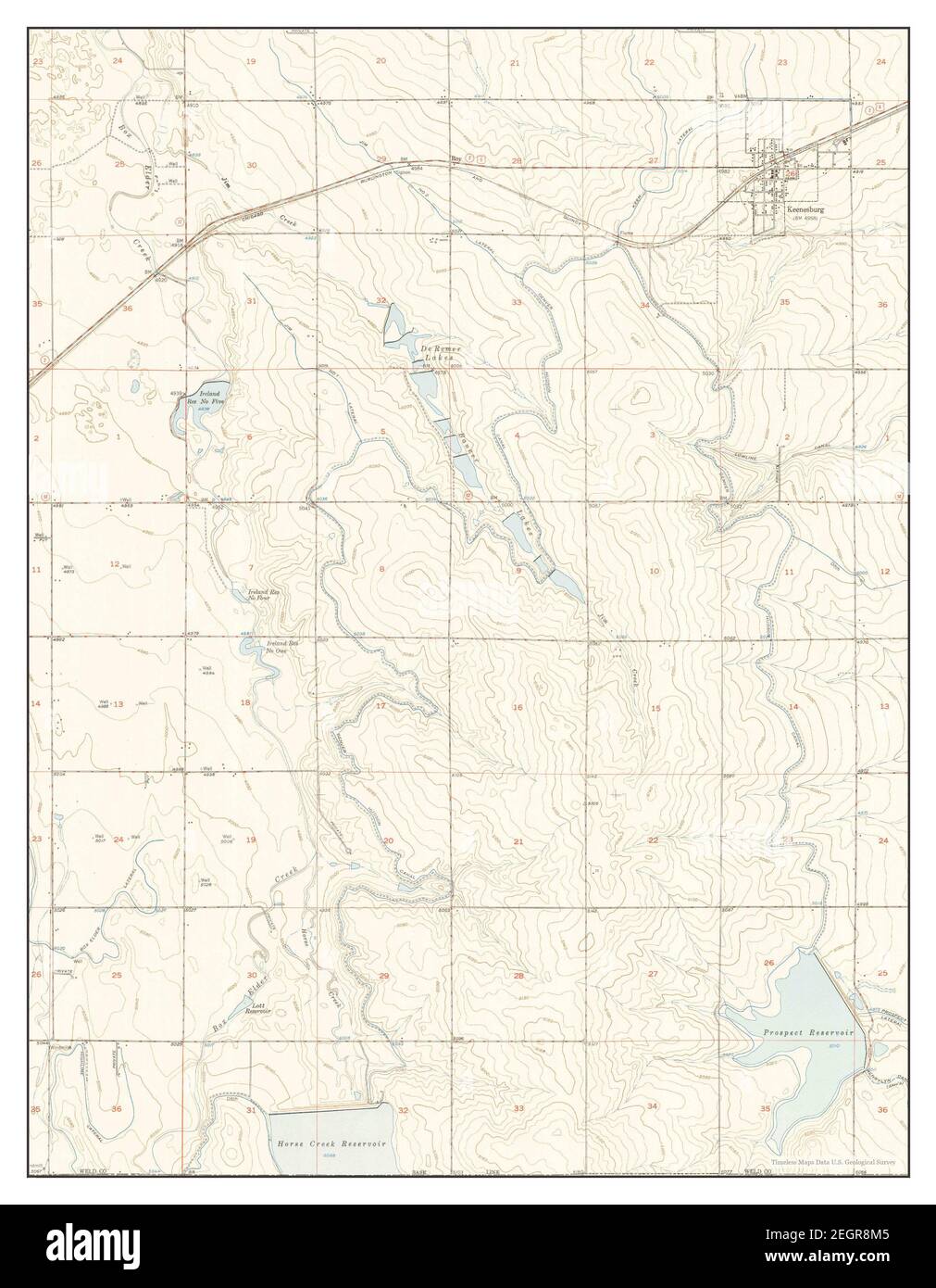 Keenesburg, Colorado, mappa 1951, 1:24000, Stati Uniti d'America da Timeless Maps, dati U.S. Geological Survey Foto Stock