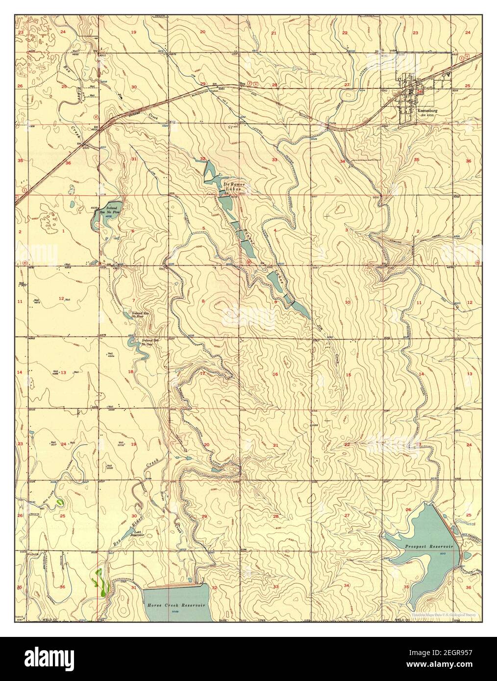 Keenesburg, Colorado, mappa 1950, 1:24000, Stati Uniti d'America da Timeless Maps, dati U.S. Geological Survey Foto Stock