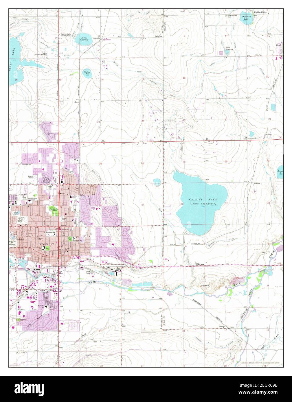 Longmont, Colorado, mappa 1968, 1:24000, Stati Uniti d'America da Timeless Maps, dati U.S. Geological Survey Foto Stock