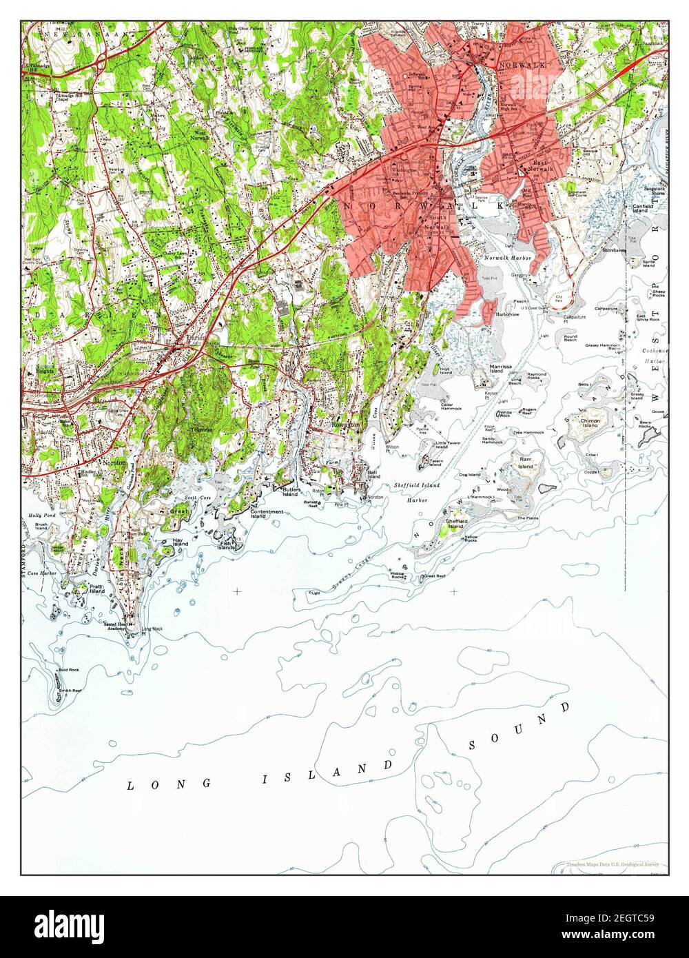 Norwalk South, Connecticut, map 1951, 1:24000, United States of America by Timeless Maps, data U.S. Geological Survey Foto Stock