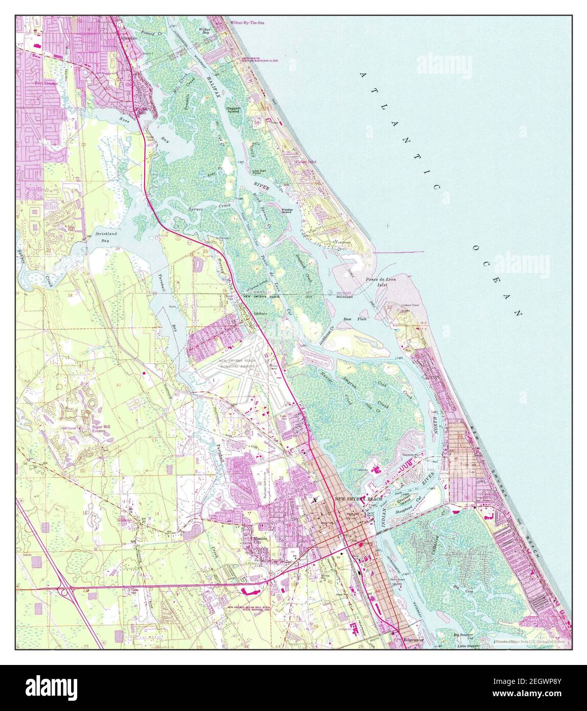 New Smyrna Beach, Florida, mappa 1956, 1:24000, Stati Uniti d'America da Timeless Maps, dati U.S. Geological Survey Foto Stock