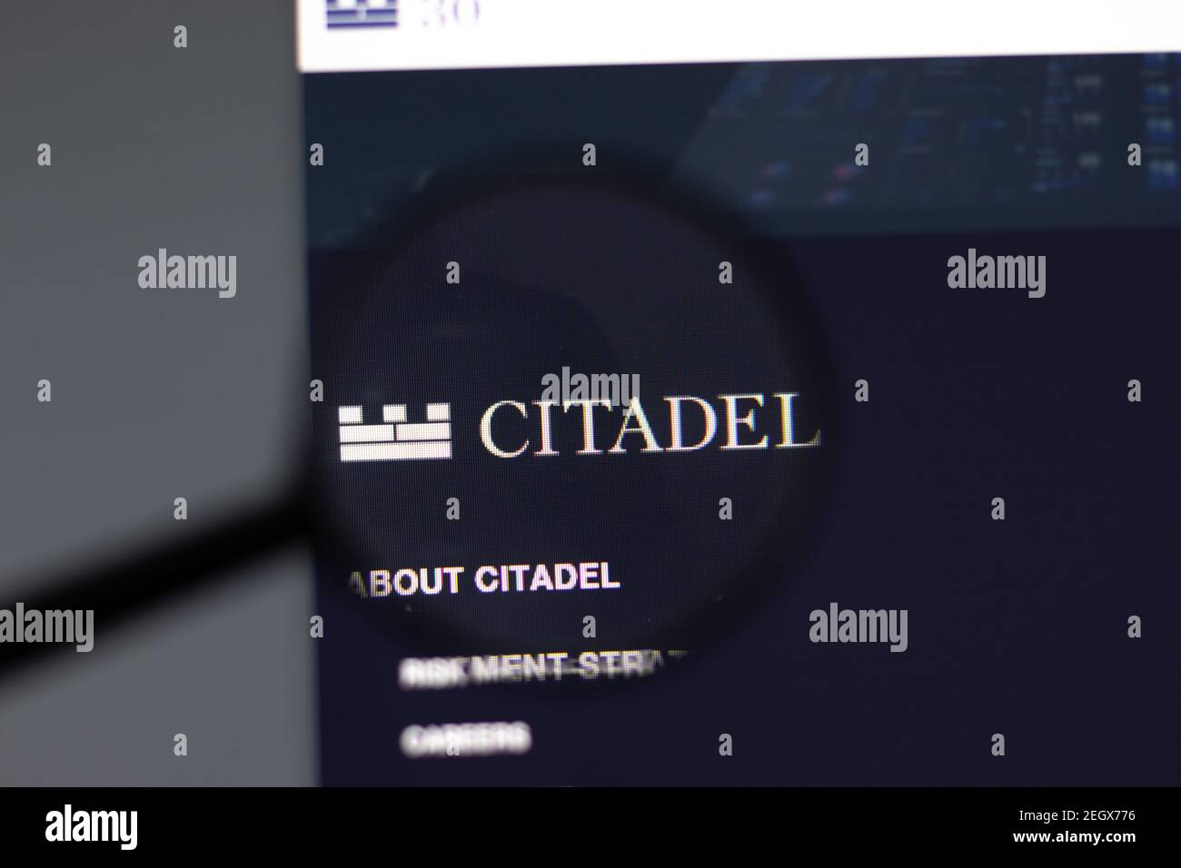New York, Stati Uniti d'America - 15 Febbraio 2021: Sito web Citadel LLC nel browser con logo aziendale, editoriale illustrativo Foto Stock